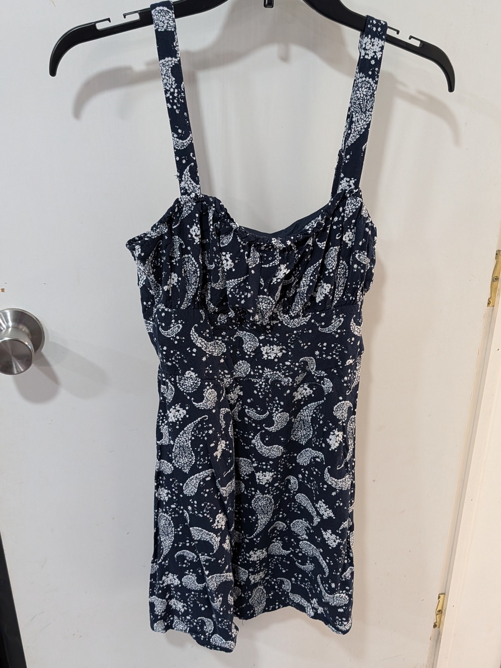 miami Navy and White Paisley Strapless Mini Dress